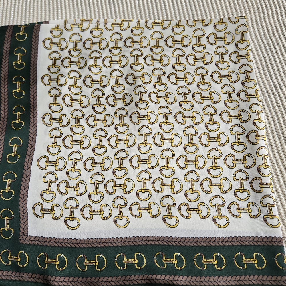 Horsebit Design scarf. 27.5 in square. Silky soft w/ Gucci Vibes. New Top Seller